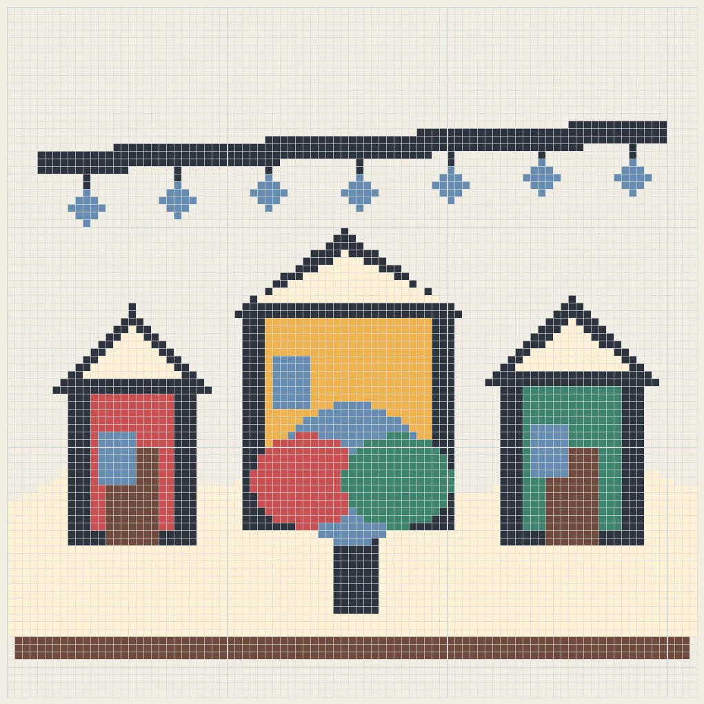Winter village festival perler bead pattern
